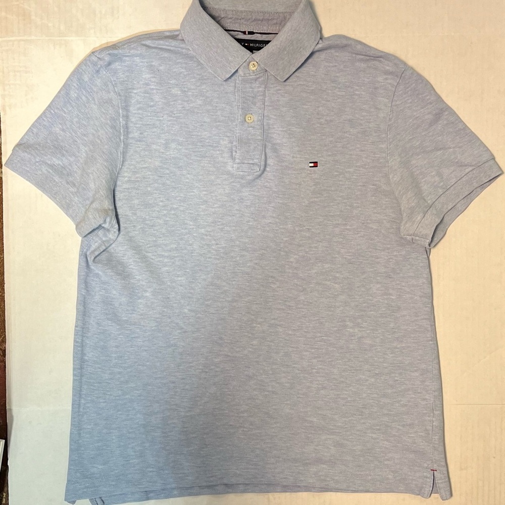 Tommy Hilfiger  polo men’s shirt, light, blue collar,‎ cotton size medium